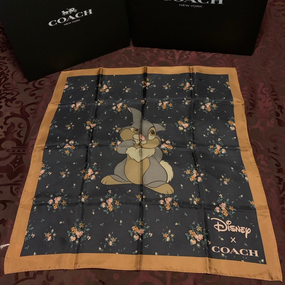***SOLD*** Disney X COACH Thumper Rose Bouquet Silk Bandana